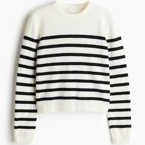 H&M Monochrome Striped Crew Neck Sweater